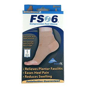 Orthopedic compression sleeve that relieves foot aches and pains, reduces swelling, improves circulation and aids muscles recovery. 